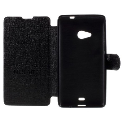 „Meilate“ atverčiamas juodas Microsoft Lumia 535 dėklas (Dėkliukas) / Priedai.lt