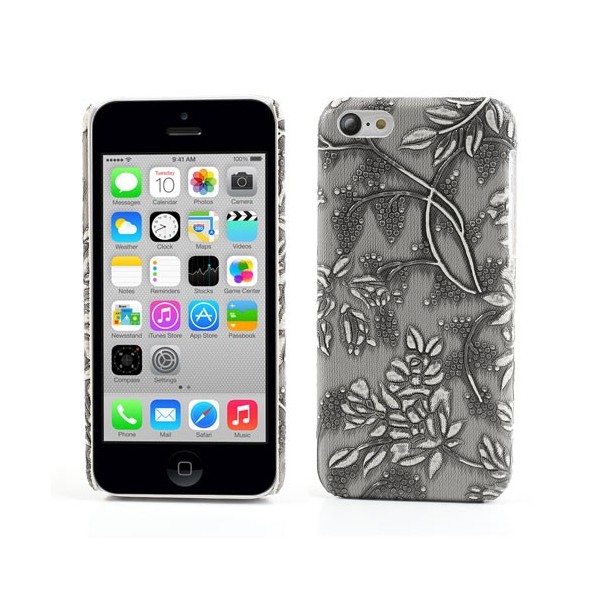 Gėlėtas plastikinis dėklas - pilkas (iPhone 5C)