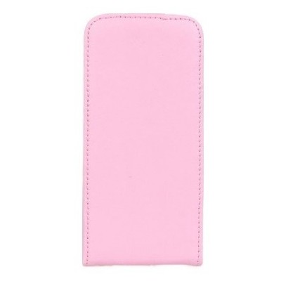 Klasikinis vertikaliai (į apačią, žemyn) atverčiamas rožinis odinis Apple iPhone 4 / 4S dėklas / Priedai.lt