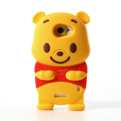 Geltonas silikoninis HTC One X dėklas - meškiukas / Priedai.lt