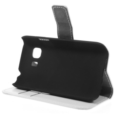 Samsung Galaxy Young 2 (G130) atverčiamas baltas odinis dėklas - piniginė / Priedai.lt