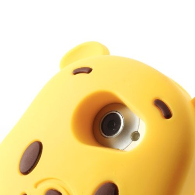 Geltonas silikoninis HTC One X dėklas - meškiukas / Priedai.lt