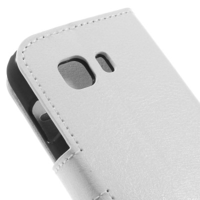 Samsung Galaxy Young 2 (G130) atverčiamas baltas odinis dėklas - piniginė / Priedai.lt