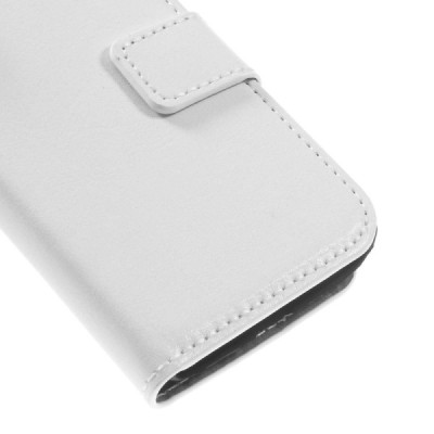 Samsung Galaxy Young 2 (G130) atverčiamas baltas odinis dėklas - piniginė / Priedai.lt