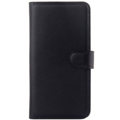 Xiaomi Redmi Note 2 atvēramais melns ādas Litchi maciņš / Vacins.lv