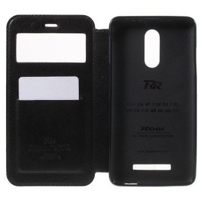 Xiaomi Redmi Note 3, Redmi Note 3 Pro Roar Noble ādas atvēramais melns maciņš (maks) / Vacins.lv