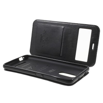 Xiaomi Redmi Note 3, Redmi Note 3 Pro Roar Noble ādas atvēramais melns maciņš (maks) / Vacins.lv