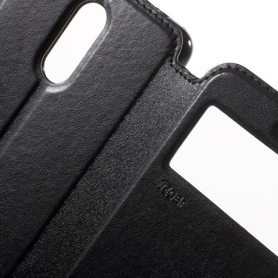 Xiaomi Redmi Note 3, Redmi Note 3 Pro Roar Noble ādas atvēramais melns maciņš (maks) / Vacins.lv