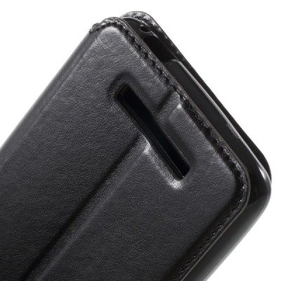 Xiaomi Redmi Note 3, Redmi Note 3 Pro Roar Noble ādas atvēramais melns maciņš (maks) / Vacins.lv