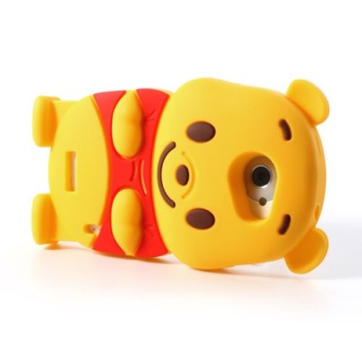 Geltonas silikoninis HTC One X dėklas - meškiukas / Priedai.lt