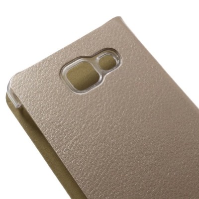 Samsung Galaxy A3 (2016) A310 zelta atvēramais Smart Wallet ādas maciņš - maks / Vacins.lv