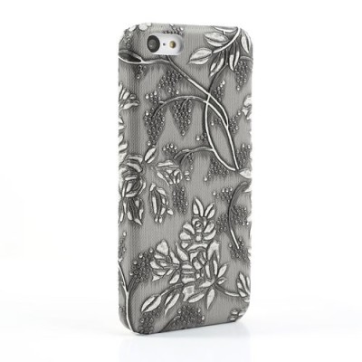 Pilkas gėlėtas plastikinis Apple iPhone 5C dėklas (dėkliukas) / Priedai.lt