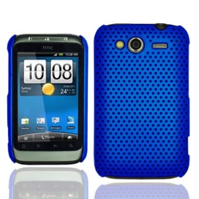 HTC Wildfire S mėlynas tinklelio formos dėklas / Priedai.lt