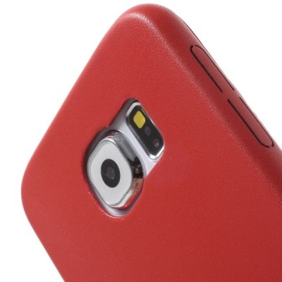 Slim Leather Samsung Galaxy S6 G920F sarkans ādas apvalks / Vacins.lv