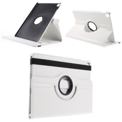Apple iPad Pro 9.7" atvēramais balts ādas futrālis, grozās 360° grādu apjomā / Vacins.lv