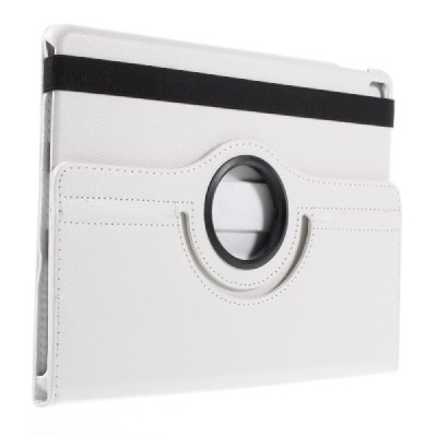 Apple iPad Pro 9.7" atvēramais balts ādas futrālis, grozās 360° grādu apjomā / Vacins.lv