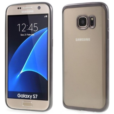Samsung Galaxy S7 (G930) Silikoninis skaidrus dėklas, pilkas / Priedai.lt