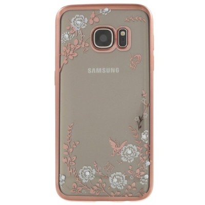 Samsung Galaxy S7 (G930) „Nature“ silikoninis skaidrus dėklas, rožinis / Priedai.lt