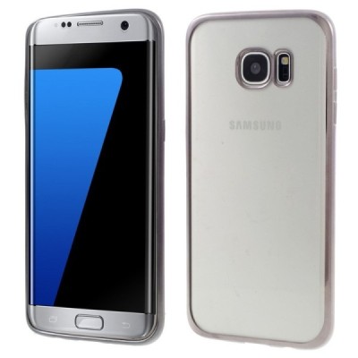 Samsung Galaxy S7 edge (G935) Silikoninis skaidrus dėklas, pilkas / Priedai.lt