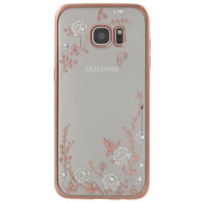 Samsung Galaxy S7 edge (G935) „Nature“ silikoninis skaidrus dėklas, rožinis / Priedai.lt