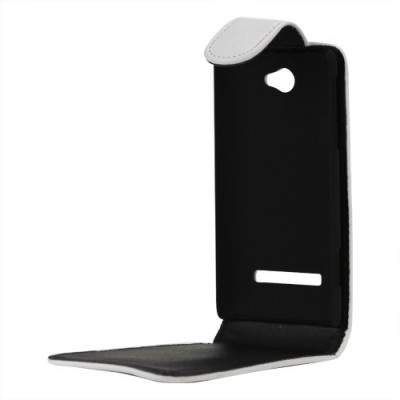 Vertikaliai ādas atvērams balts HTC Windows Phone 8S futrālis / Vacins.lv