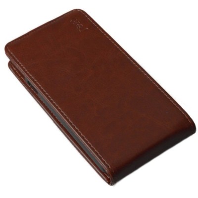 Samsung Galaxy S7 Edge (G935) „J&R“ klasisks ādas vertikāli atvēramais brūns maciņš / Vacins.lv