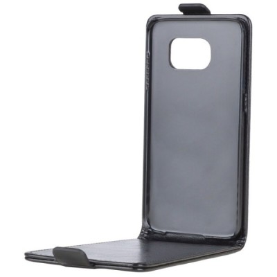 Samsung Galaxy S7 Edge (G935) „J&R“ klasikinis vertikaliai atverčiamas juodas odinis dėklas / Priedai.lt