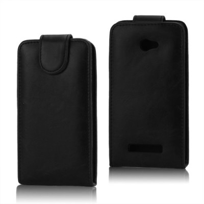 Atverčiamas HTC Windows Phone 8X juodas odinis dėklas / Priedai.lt
