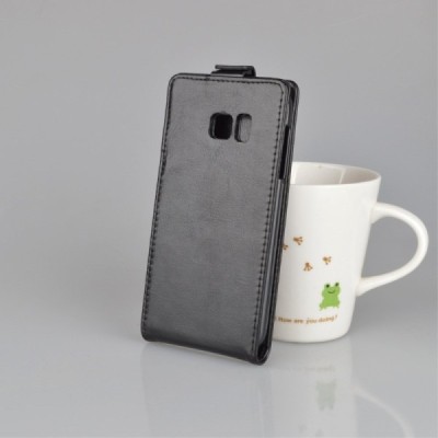 Samsung Galaxy S7 (G930) „J&R“ klasisks ādas vertikāli atvēramais melns maciņš / Vacins.lv