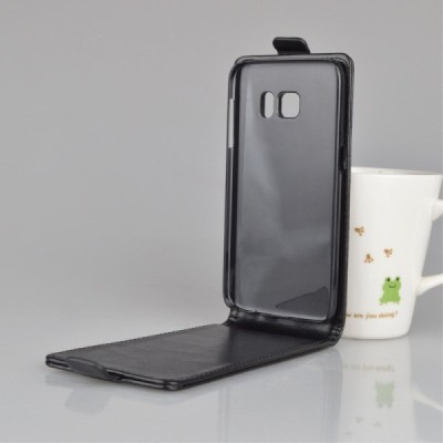 Samsung Galaxy S7 (G930) „J&R“ klasisks ādas vertikāli atvēramais melns maciņš / Vacins.lv
