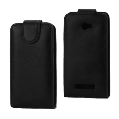 Atverčiamas HTC Windows Phone 8X juodas odinis dėklas / Priedai.lt