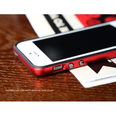 „Rock“ Royce sustiprintos apsaugos Apple iPhone 5 (5s,SE) juodas raudonais apvadais kieto silikono (TPU) ir plastiko dėklas / Pr