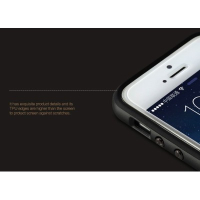 „Rock“ Royce sustiprintos apsaugos Apple iPhone 5 (5s,SE) juodas pilkais apvadais kieto silikono (TPU) ir plastiko dėklas / Prie