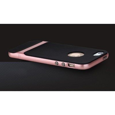 „Rock“ Royce sustiprintos apsaugos Apple iPhone 5 (5s,SE) juodas rožiniais apvadais kieto silikono (TPU) ir plastiko dėklas / Pr