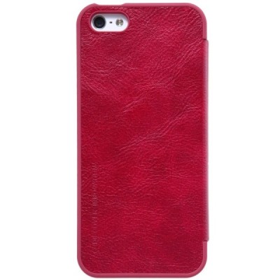 Greznais „Nillkin“ Qin sērijas ādas atvērams sarkans Apple iPhone 5 (5s, SE) maciņš / Vacins.lv