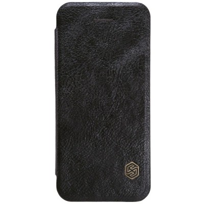 Prabangus „Nillkin“ Qin serijos juodas odinis atverčiamas Apple iPhone 5 (5s, SE) dėklas / Priedai.lt