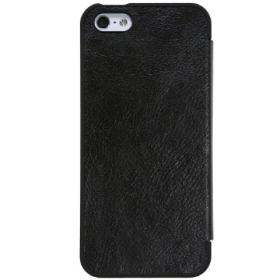Prabangus „Nillkin“ Qin serijos juodas odinis atverčiamas Apple iPhone 5 (5s, SE) dėklas / Priedai.lt