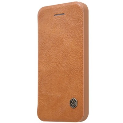 Prabangus „Nillkin“ Qin serijos rudas odinis atverčiamas Apple iPhone 5 (5s, SE) dėklas / Priedai.lt