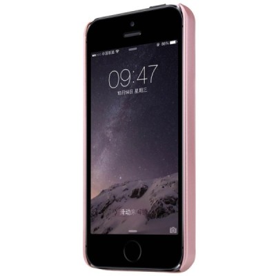 Rožinis „Nillkin“ Frosted Shield serijos Apple iPhone SE (5, 5s) dėklas (dėkliukas) su apsaugine ekrano plėvele / Priedai.lt