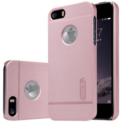 Rožinis „Nillkin“ Frosted Shield serijos Apple iPhone SE (5, 5s) dėklas (dėkliukas) su apsaugine ekrano plėvele / Priedai.lt