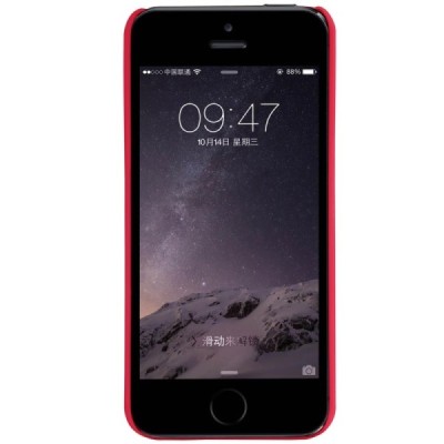 Raudonas „Nillkin“ Frosted Shield serijos Apple iPhone SE (5, 5s) dėklas (dėkliukas) su apsaugine ekrano plėvele / Priedai.lt