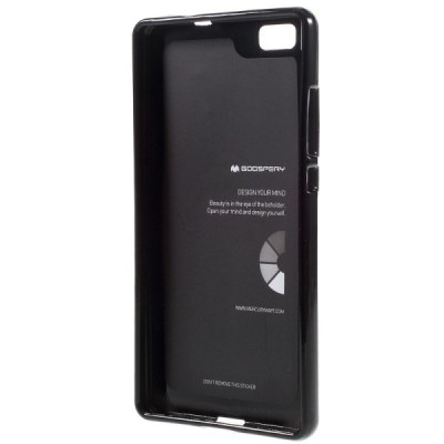 Huawei P8 Lite Mercury juodas kieto silikono TPU dėklas - nugarėlė / Priedai.lt