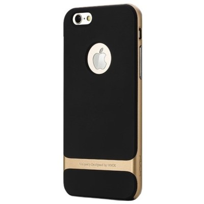 „Rock“ Royce sustiprintos apsaugos Apple iPhone 6 (6s) juodas aukso spalvos apvadais kieto silikono (TPU) ir plastiko dėklas / P