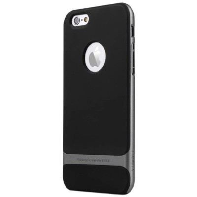 „Rock“ Royce sustiprintos apsaugos Apple iPhone 6 (6s) juodas pilkos spalvos apvadais kieto silikono (TPU) ir plastiko dėklas / 