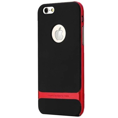 „Rock“ Royce sustiprintos apsaugos Apple iPhone 6 (6s) juodas raudonos spalvos apvadais kieto silikono (TPU) ir plastiko dėklas 