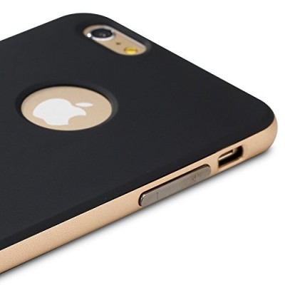 „Rock“ Royce sustiprintos apsaugos Apple iPhone 6 Plus (6s Plus) juodas aukso spalvos apvadais kieto silikono (TPU) ir plastiko 