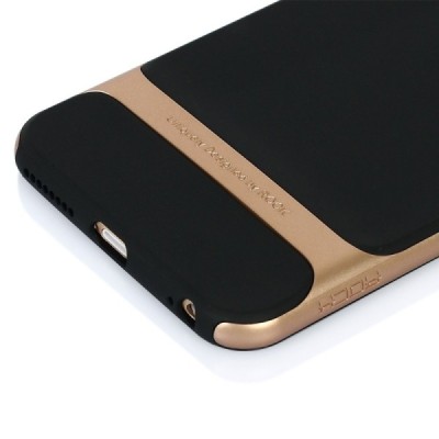 „Rock“ Royce sustiprintos apsaugos Apple iPhone 6 Plus (6s Plus) juodas aukso spalvos apvadais kieto silikono (TPU) ir plastiko 