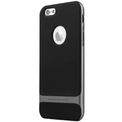 „Rock“ Royce pastiprinātas aizsardzības melns apmales pelēkā krāsā Apple iPhone 6 Plus (6s Plus) apvalks / Vacins.lv