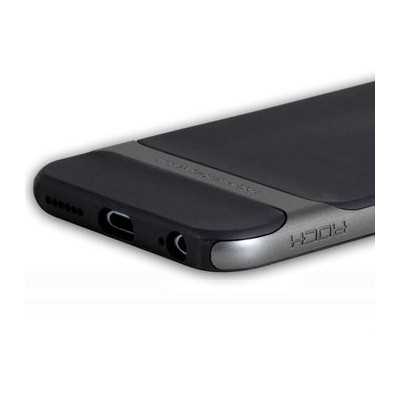 „Rock“ Royce pastiprinātas aizsardzības melns apmales pelēkā krāsā Apple iPhone 6 Plus (6s Plus) apvalks / Vacins.lv