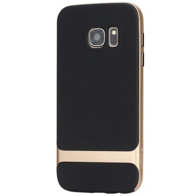 Samsung Galaxy S7 (G930) „Rock“ Royce pastiprinātas aizsardzības melns apmales zeltā krāsā apvalks / Vacins.lv